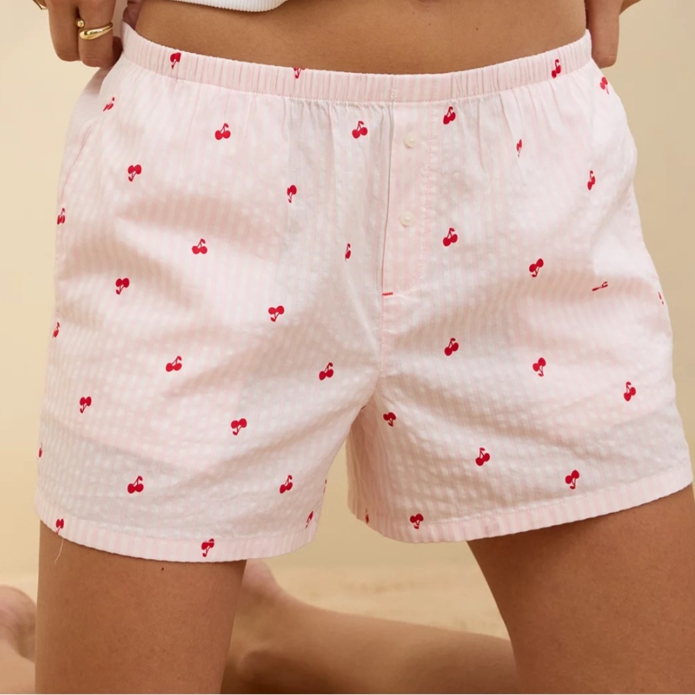 NWT AERIE OFF-DUTY SEERSUCKER BOXER - BLOOM🌸🍒💗, Sz.S, BNWTIB✨RARE🌟FIND✨ - Picture 4 of 12